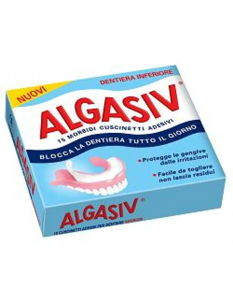Algasiv Adesivo Cuscinetti Protesi Inferiori 15 pezzi