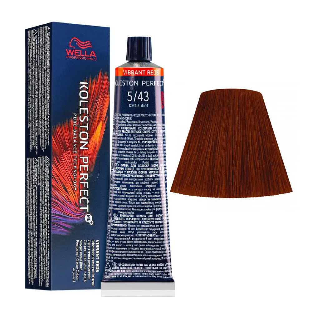 WELLA PROFESSIONALS KOLESTON PERFECT ME N.5/43 CASTANO CHIARO RAME DORATO 60 ML