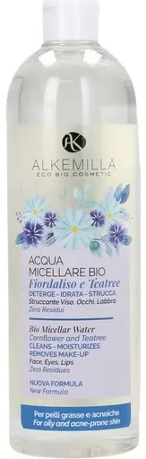 Acqua micellare per il viso con fiordaliso e tea tree